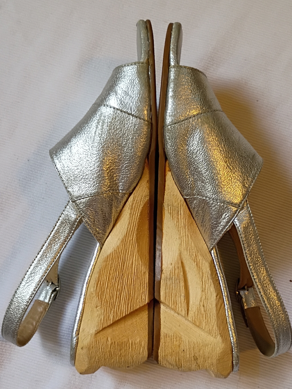 Rachel Comey Silver Leather Slingback Wedge Sandals
